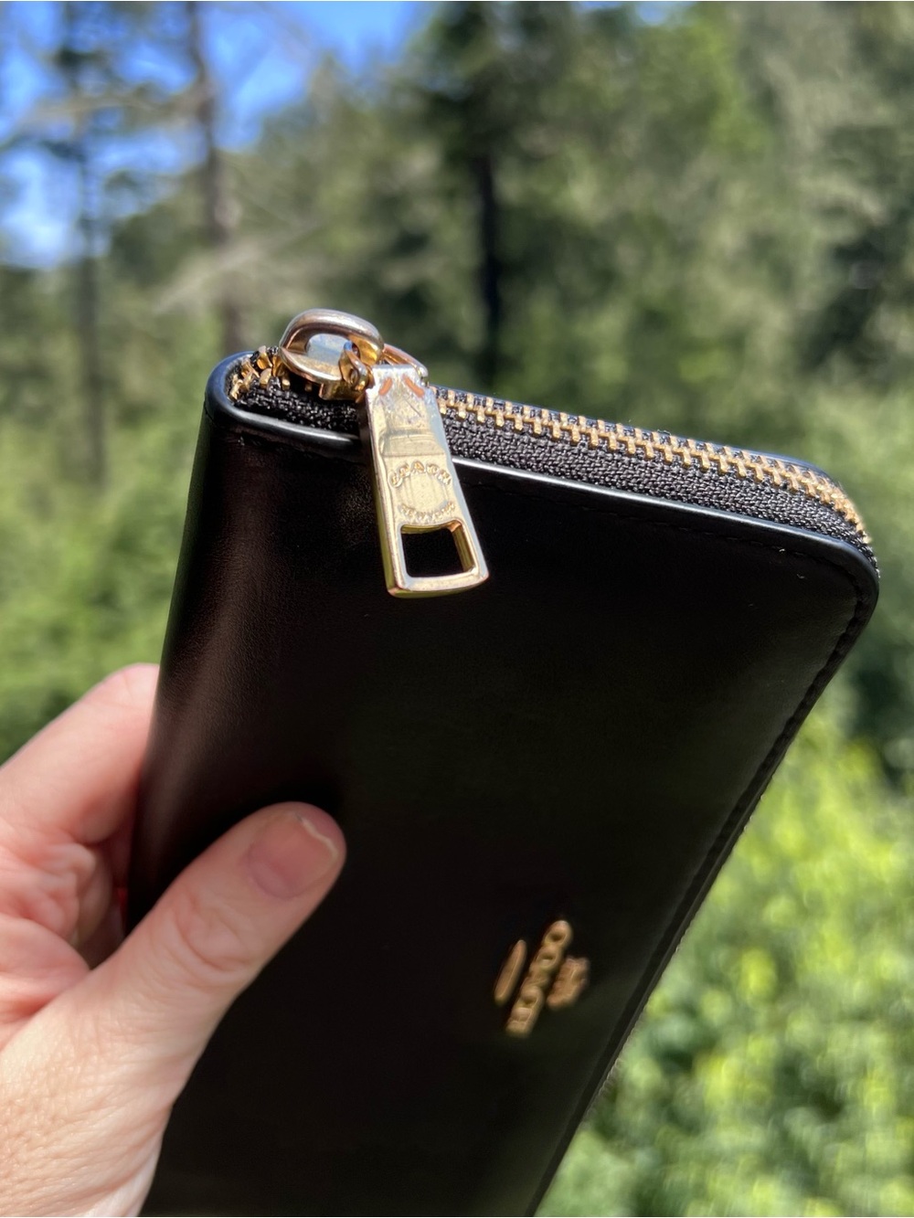 COACH Long Zip-Around Wallet Smooth Black Leather with Gold Hardware AUTHENTIC - Picture 9 of 11